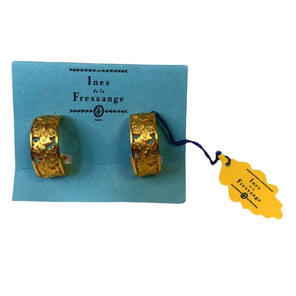 Ines de la Fressange Gold Leaves Half Circle Earrings